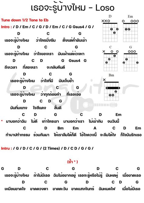 คอร์ดเพลง เธอจะรู้บ้างไหม โลโซ คอร์ดเพลงง่ายๆ Lenguitar