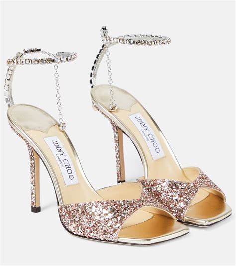 Jimmy Choo Saeda 100 Embellished Sandals In White Lyst