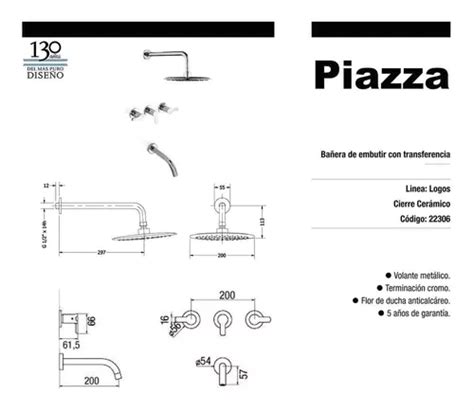 Ducha De Embutir Con Transferencia Grifer A Piazza Logos En Venta En