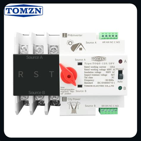 Tomzn P Phase Din Rail Ats For Pv And Inverter Dual Power Automatic