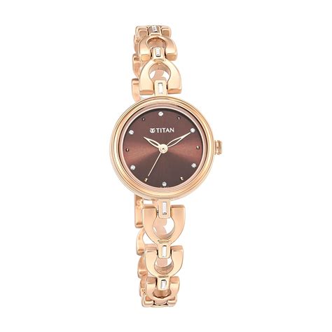 Titan Metal Analog Brown Dial Women S Watch Wm Np Wm Band