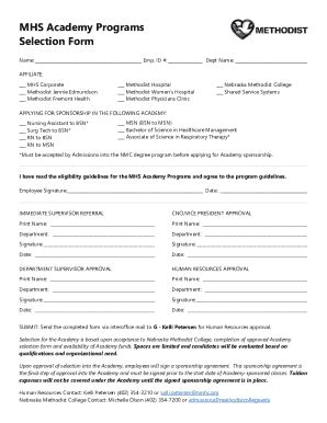 Fillable Online Mhs Academy Programs Selection Form Fax Email Print