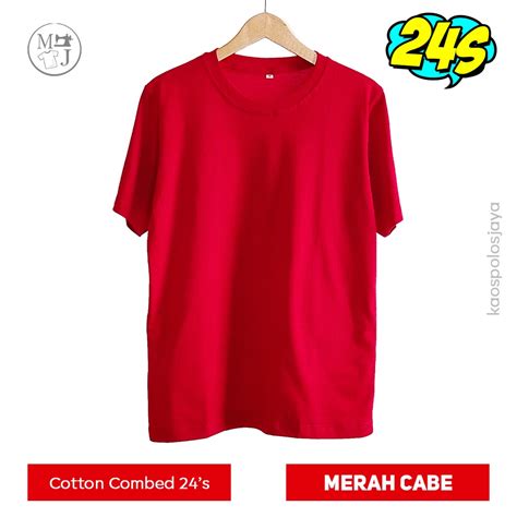 Jual Kaos Polos Merah Cabe Kaos Oblong Unisex Kaos Cotton Combed