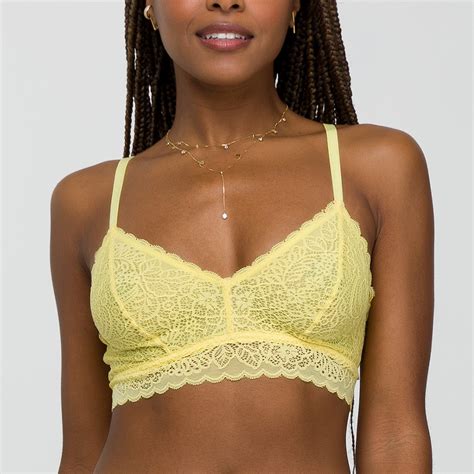 Sutiã Top de Renda Floral Cropped Sem Bojo Luisa Amarelo Jescri Lingerie de qualidade e
