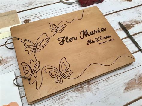 Lbum Libro De Firmas Personalizado Dise O Mariposas Xv A Os Etsy