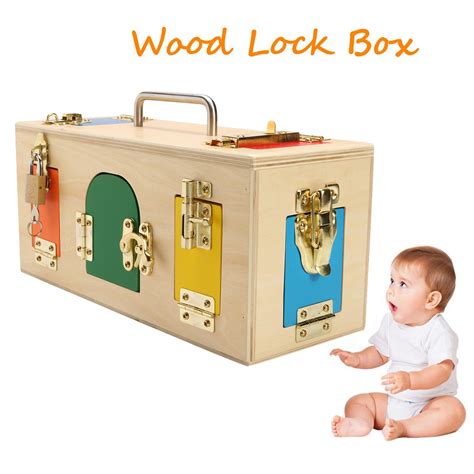 New Kids Life Skill Learning Wooden Montessori Practical Wood Lock Box