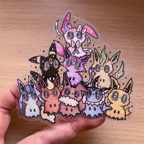 Mimikyu Dressed As The Eeveelutions Transparent Sticker Etsy