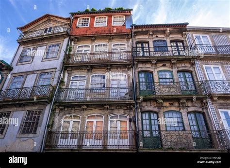 Town Houses On Rua De Cimo De Vila Street In Porto City On Iberian