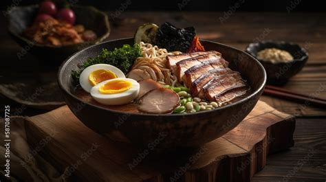 Shoyu Ramen, Japanese Noodle Soup with Soy Sauce-Based Broth and ...