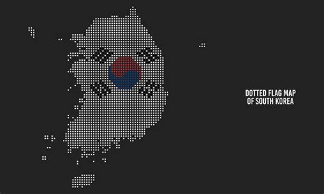 Flag Map Of South Korea With Halftone Dotted Style Vector Art