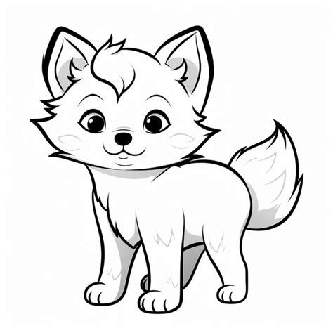 Premium Photo Arctic Fox Drawings Charm Flat Coloring Book Kawaii