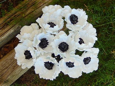 Anemone Wedding Bouquet - White Paper Anemone Blooms - Dozen Anemones - Anemone Flowers ...