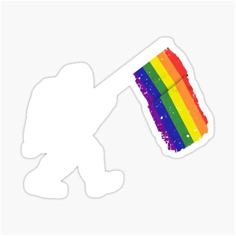 LGBT Pride Flag T Shirt Sasquatch Bigfoot Gay Lesbian March Sticker By ThFloor Redbubble