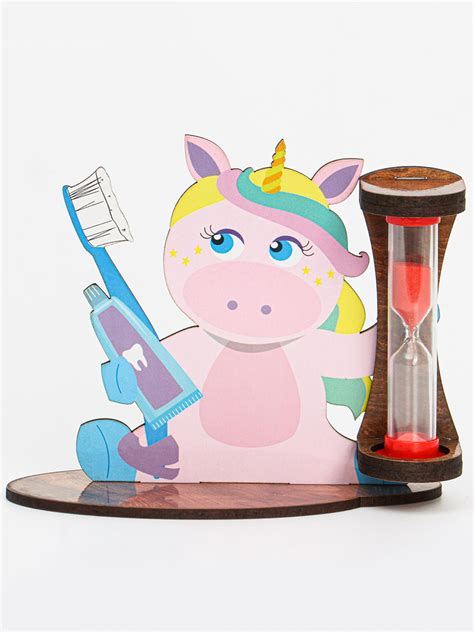 Песочные часы для чистки зубов на присоске "Единорог", таймер 3 минуты ...