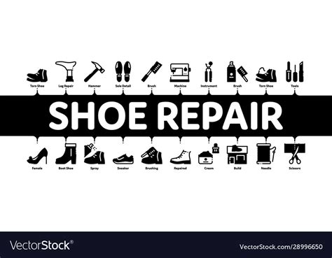 Shoe Repair Equipment Minimal Infographic Banner Vector Image