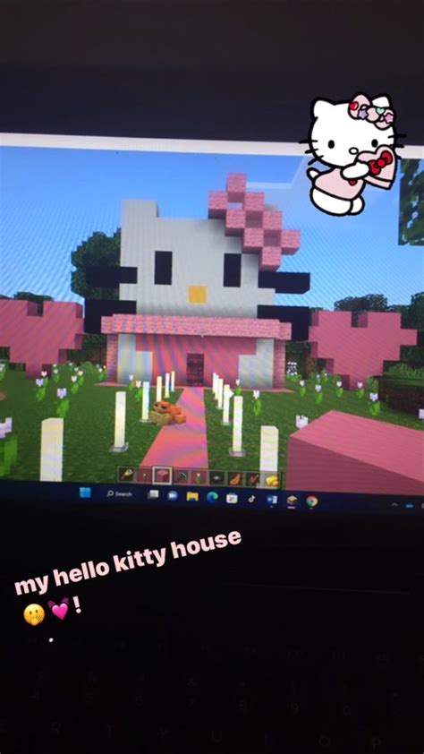 Minecraft Hello Kitty House 🎀 Hello Kitty House Hello Kitty Cool Minecraft Creations