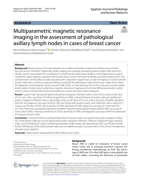 PDF Multiparametric Magnetic Resonance Imaging In The Assessment Of