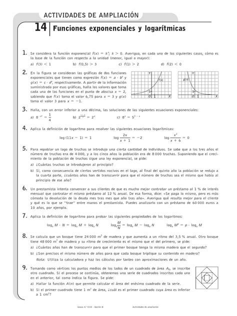 14 Funciones Exponenciales Y Logarítmicas Pdf Pdf Logaritmo Funcion Exponencial