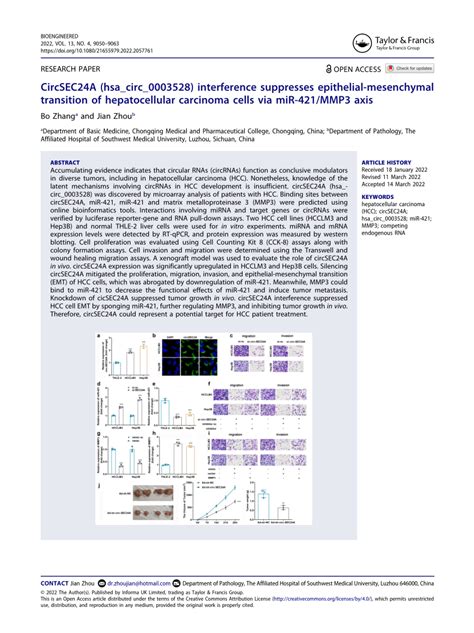 Pdf Circsec A Hsa Circ Interference Suppresses Epithelial