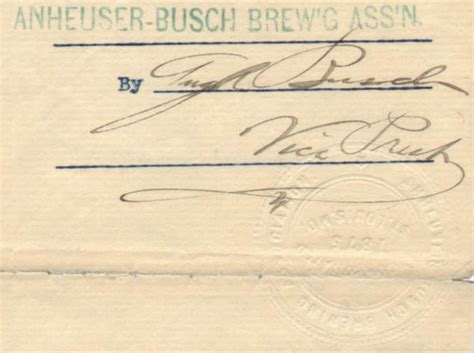 Autograph 831701 Anheuser Busch Lease Signed By August A Busch Sr