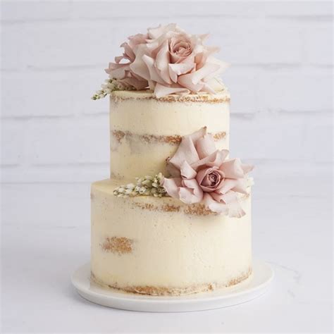 Two Tier Naked Wedding Cake Portion Mrs Jones The Baker