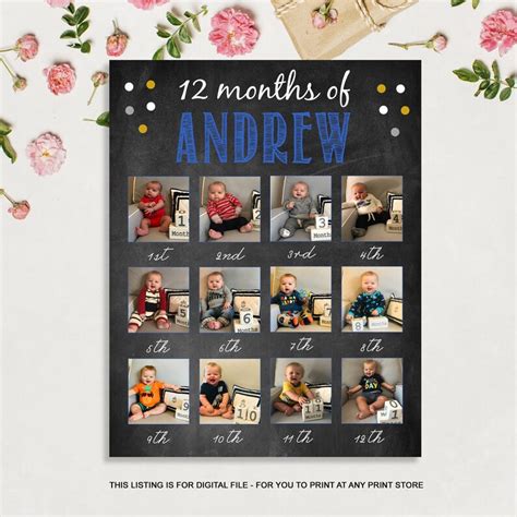 First Months Photo Collage Baby S First Year Backdrop Etsy