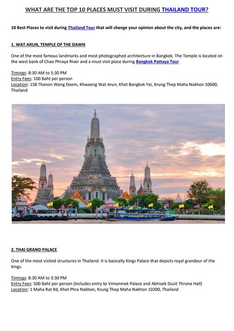 WHAT ARE THE TOP 10 PLACES MUST VISIT DURING THAILAND TOUR By Travotic