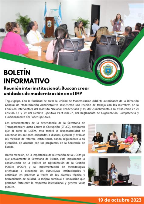 Boletín Informativo Reunión Interinstitucional con el propósito de