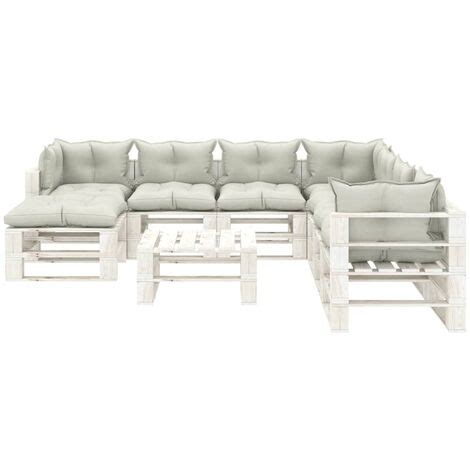 Set Divani Da Giardino Su Pallet 9 Pz Cuscini Beige In Legno