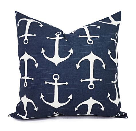 Two Blue Pillows Nautical Pillow Covers Two Navy Anchor Throw Pillow