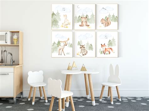 Woodland Nursery Decor Animals Prints Woodland Themed Nursery