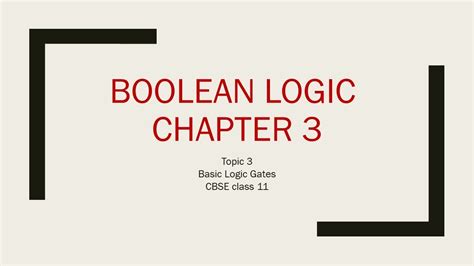 Cbse Class Computer Science Boolean Logic Chapter Topic Basic