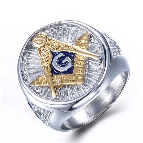 Titanium 316L Stainless Steel Masonic Ring Blue Lodge Masonic Rings