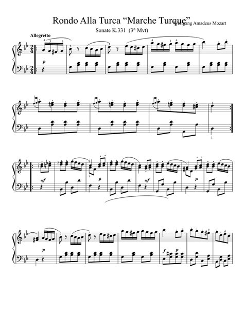 Wamozartmarcheturqueturkishmarchfingered Sheet Music For Piano Solo