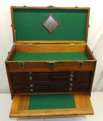 Antique Gerstner Wood Machinist Tool Chest Box 7 Drawer Collector