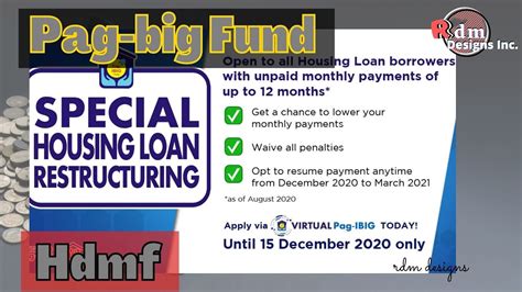 Pag Ibig Special Housing Loan Restructuring Program Youtube