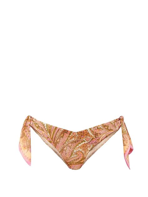 Zimmermann Brighton Paisley Print Bikini Briefs In Orange Endource