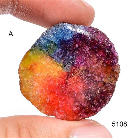 Natural Rainbow Solar Quartz Fancy Slice Druzy Multi Color Etsy