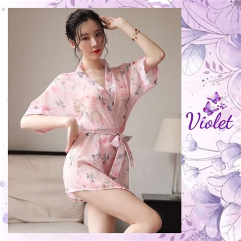 Jual Violet Lingerie Seksi Wanita Kimono Seksi Lingerie Jepang Sifon