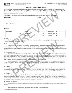 Fillable Online LEASE With Boption To Buyb Blumberg Legal Forms