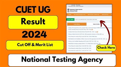 CUET UG Result 2024 Check Scorecard Merit List Cut Off Exams Nta