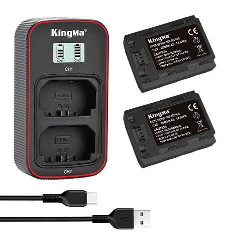 KingMa 2pcs NP FZ100 Battery 1090mAh And LCD Dual Charger Kit