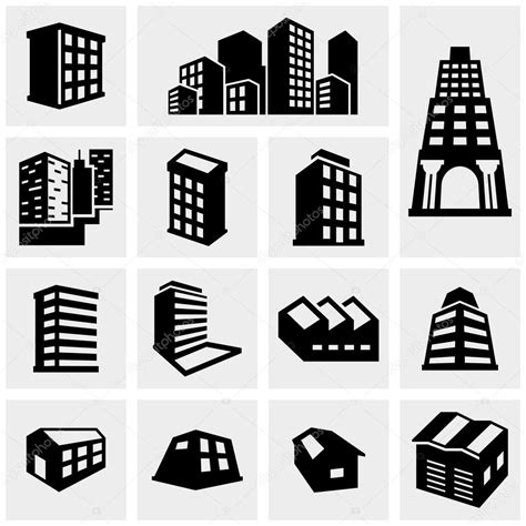 Building Vector Icons Set On Gray Stock Vector Alexynder 46624887