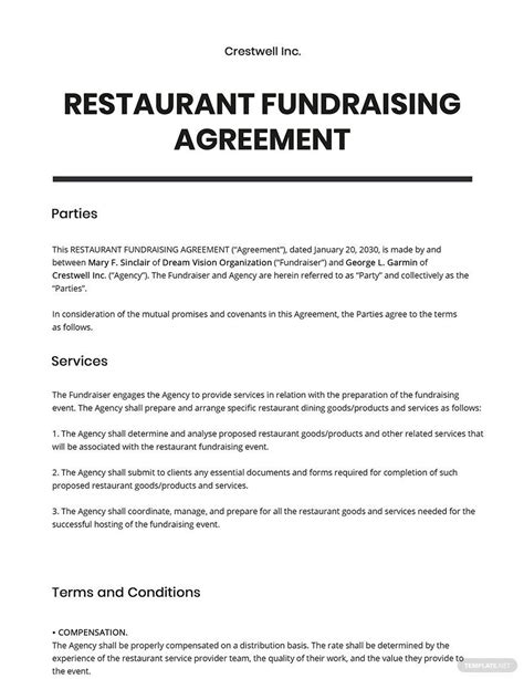 Fundraising Contract Template