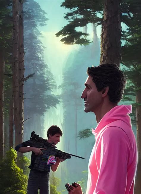 Highly Detailed Portrait Justin Trudeau In Pink Stable Diffusion