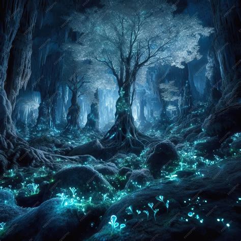 Premium Photo | Enchanted Underground Forest Mystical Subterranean World
