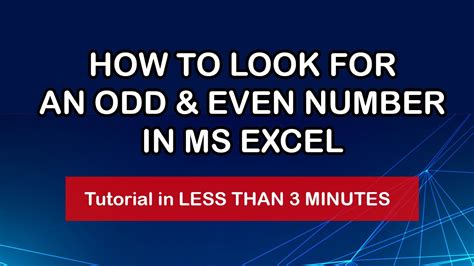 How To Look For An Odd And Even Number In Ms Excel Youtube