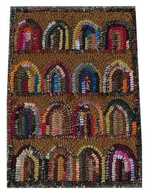 Primitive Hand Hooked Wool Rug Hit And Miss With Colorful Etsy Hand