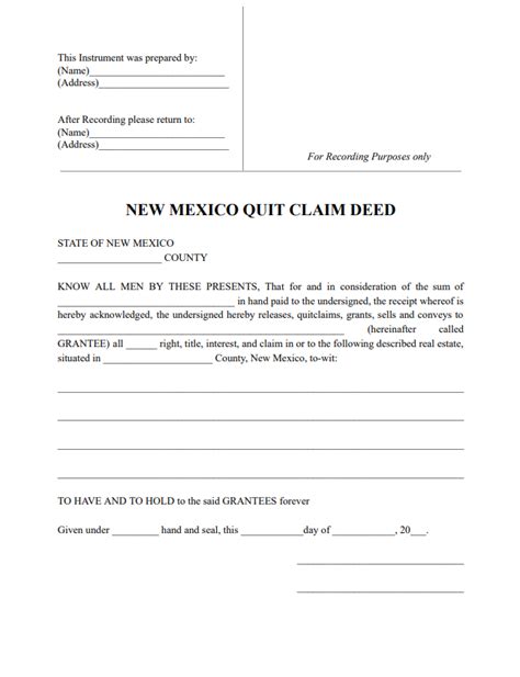 Fillable Form New Mexico Quitclaim Deed Edit Sign And Download In Pdf Pdfrun