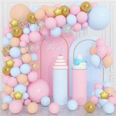 Kit Arche Ballon Bleu Rose Abricot Pi Ces Gender Reveal Ballon